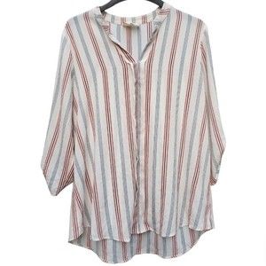 Flower and Feather Striped Blouse